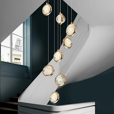 Global Crystal Cluster Adjustable Luxury Staircase Modern Long Chandelier - Cyran Lamps