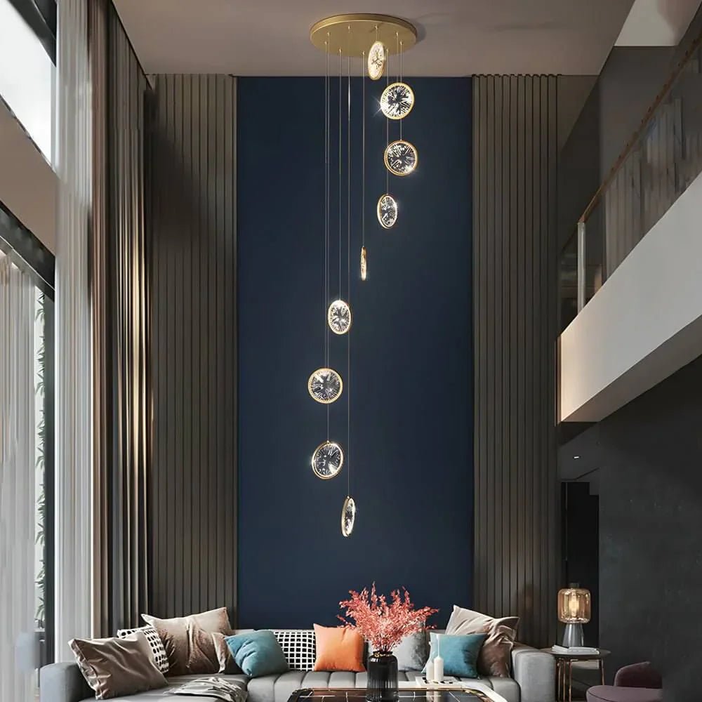 Gold Crystal Staircase Chandelier - Cyran Lamps
