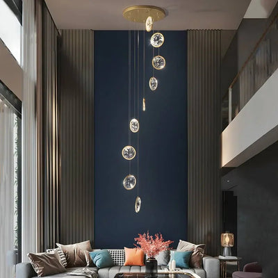 Gold Crystal Staircase Chandelier - Cyran Lamps