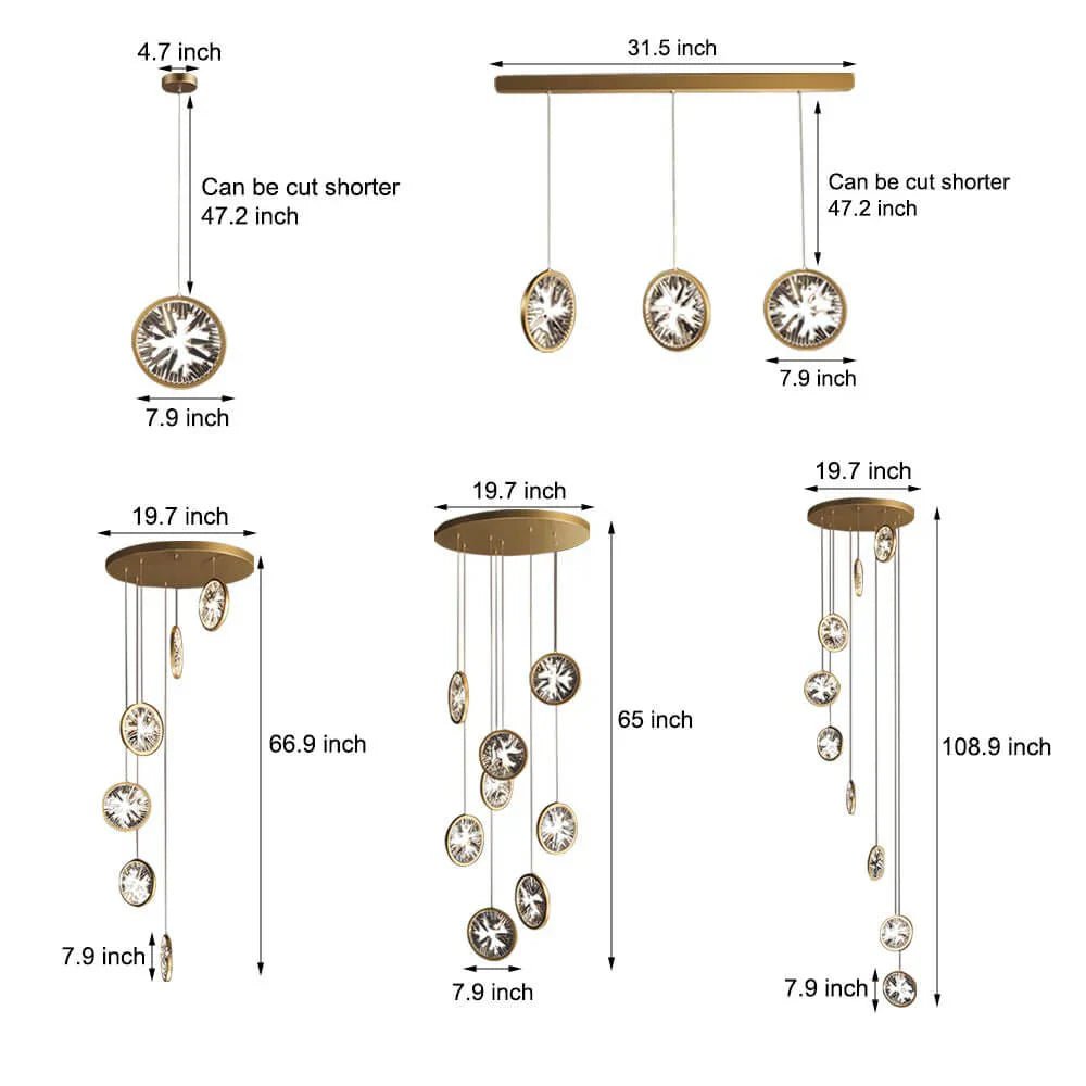 Gold Crystal Staircase Chandelier - Cyran Lamps