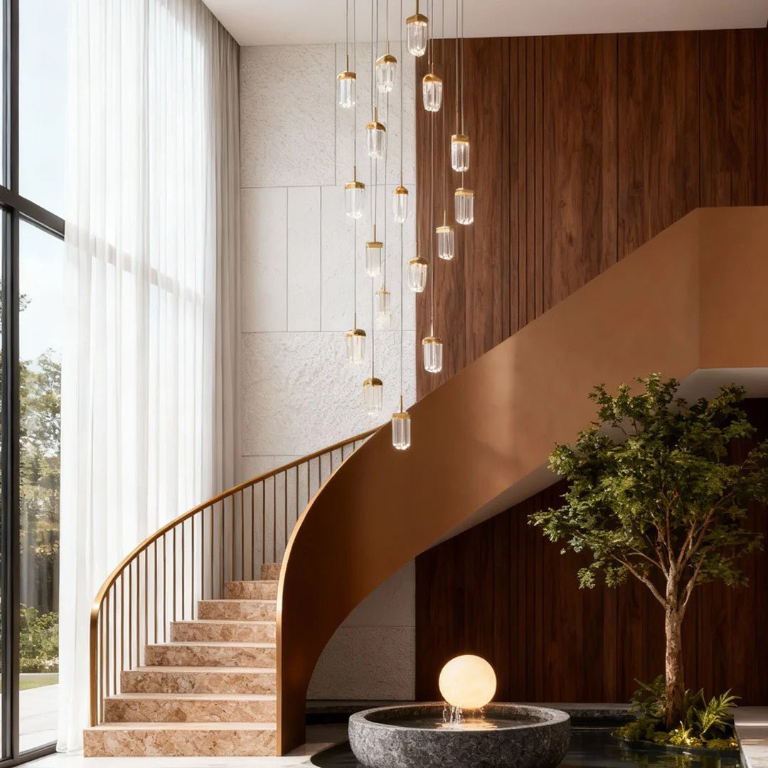 Gold Staircase Chandelier Modern Creative Luxury Ceiling Light - Cyran Lamps