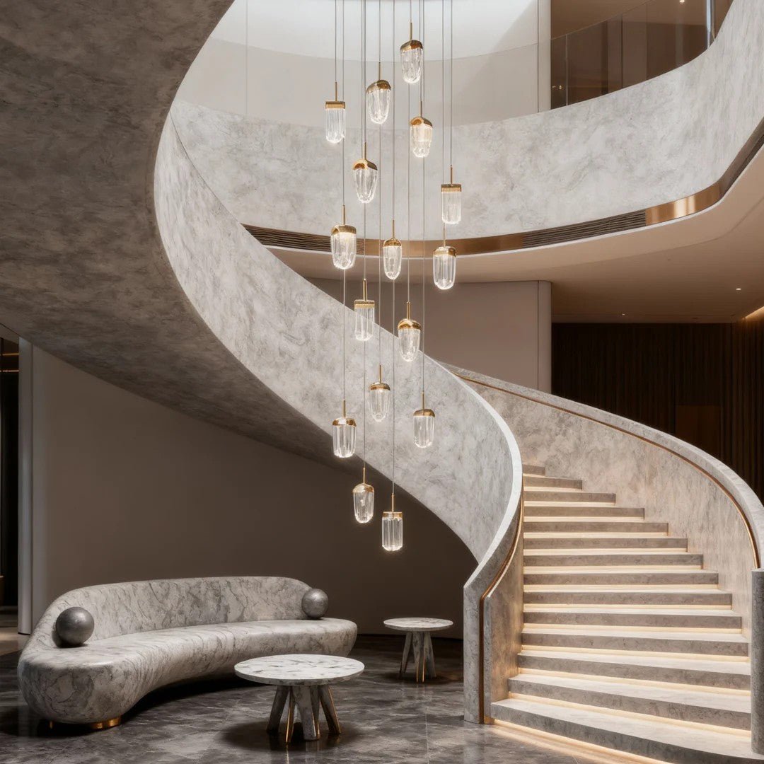 Gold Staircase Chandelier Modern Creative Luxury Ceiling Light - Cyran Lamps