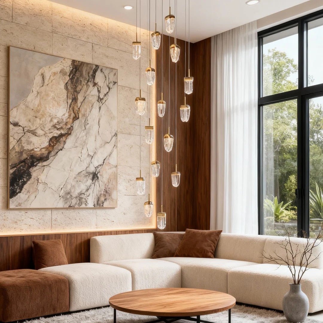 Gold Staircase Chandelier Modern Creative Luxury Ceiling Light - Cyran Lamps