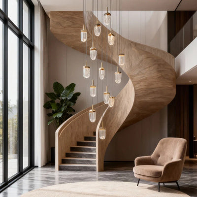 Gold Staircase Chandelier Modern Creative Luxury Ceiling Light - Cyran Lamps