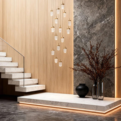 Gold Staircase Chandelier Modern Creative Luxury Ceiling Light - Cyran Lamps