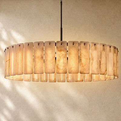 Calam Onyx Round Alabaster Chandelier 36". 48", 60"