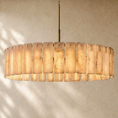 Calam Onyx Round Alabaster Chandelier 36". 48", 60"