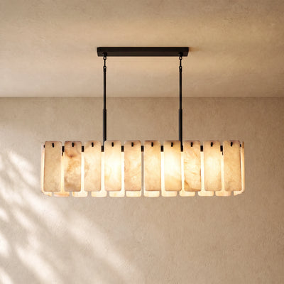 Calam Onyx Rectangular Alabaster Chandelier 60", 74"