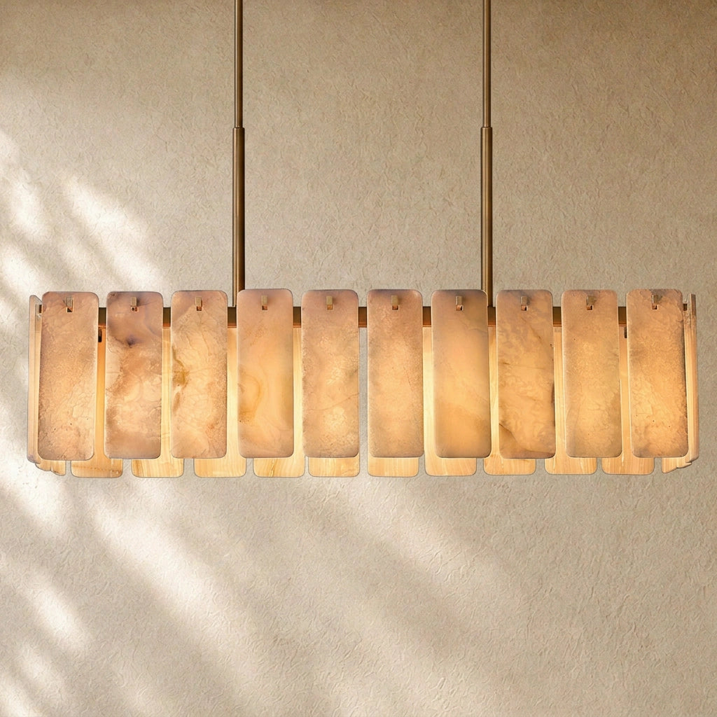 Calam Onyx Rectangular Alabaster Chandelier 60", 74"
