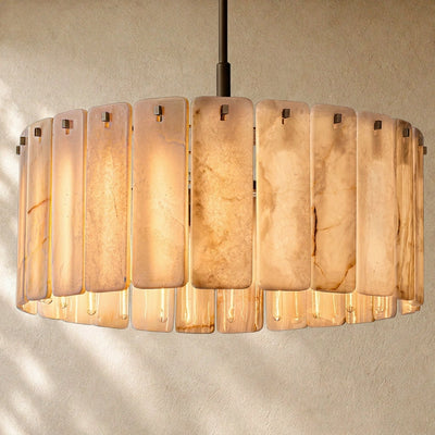 Calam Onyx Round Alabaster Chandelier 36". 48", 60"