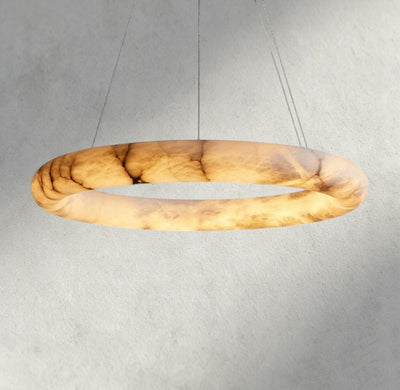 Halima Halo Alabaster Chandelier - cyranlamps