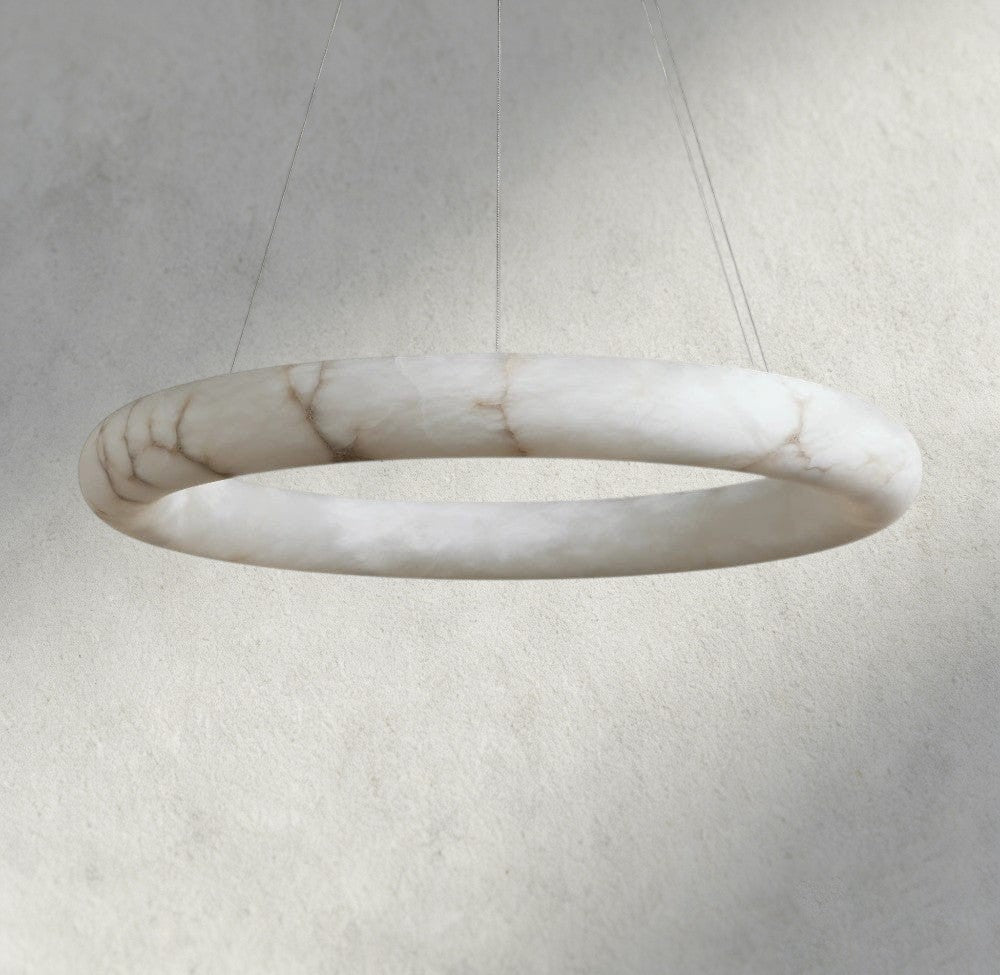 Halima Halo Alabaster Chandelier - cyranlamps