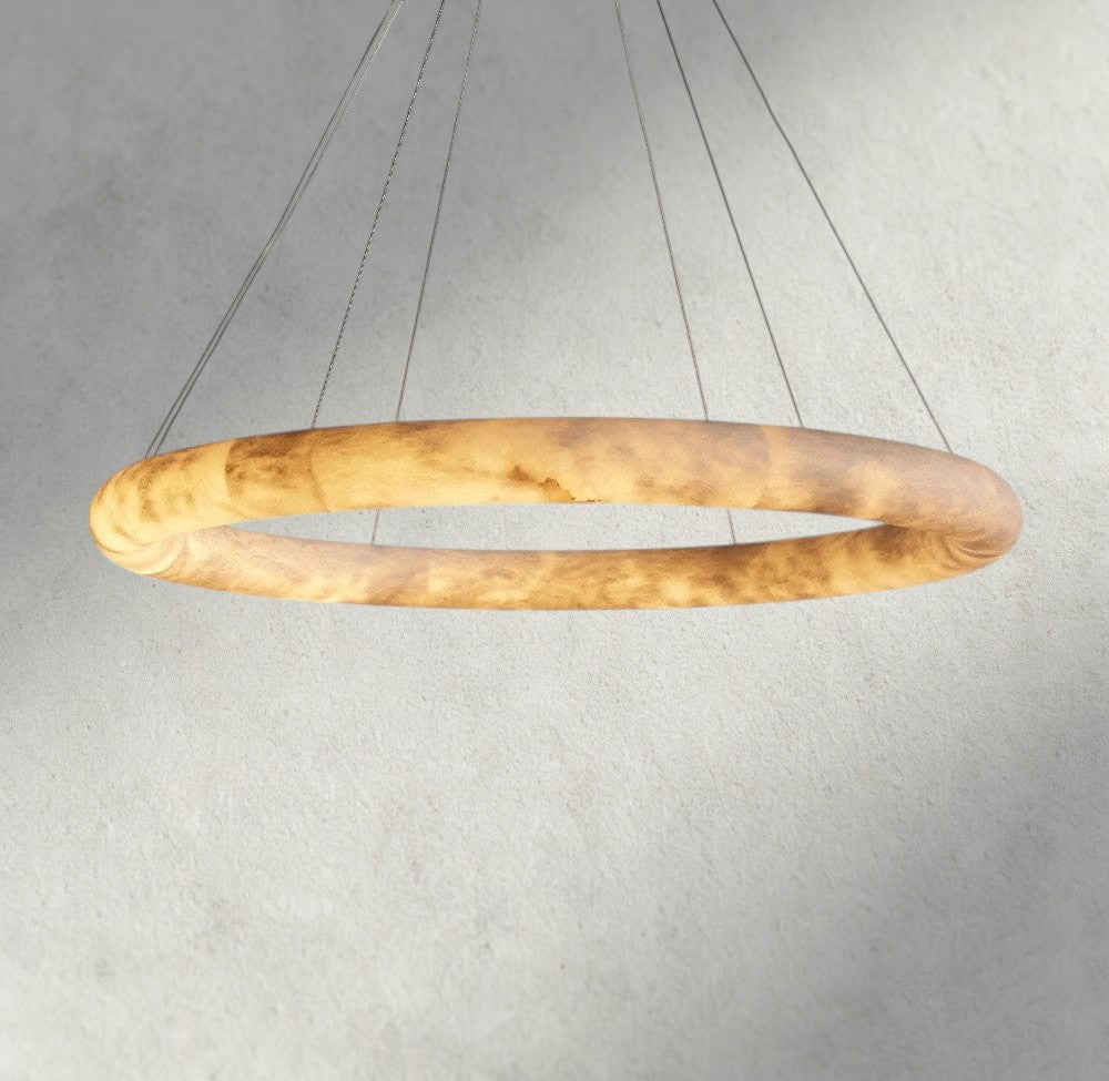 Halima Halo Alabaster Chandelier - cyranlamps