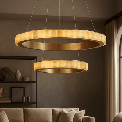 Hampton 2 - Tier Modern Marble Chandelier - cyranlamps