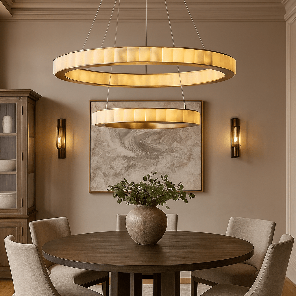 Hampton 2 - Tier Modern Marble Chandelier - cyranlamps