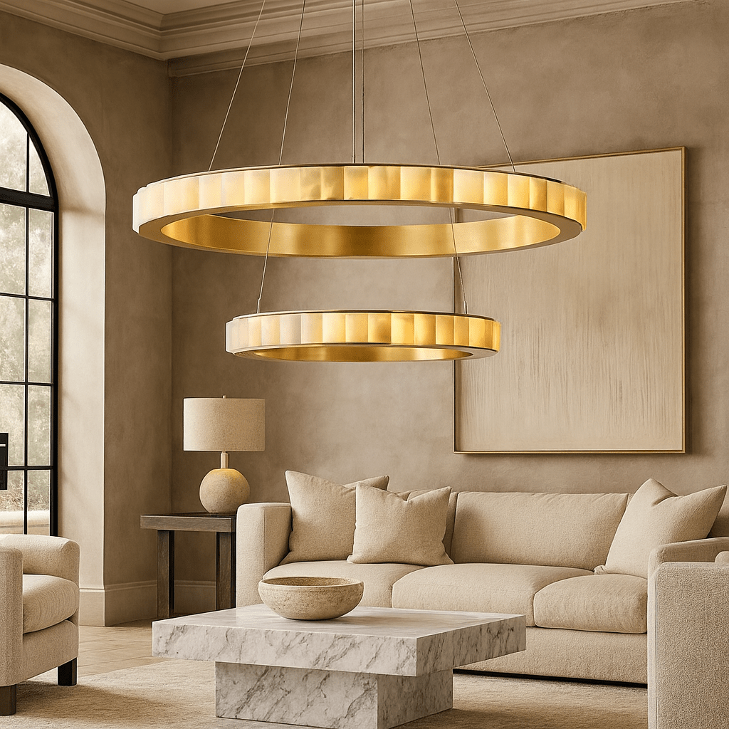 Hampton 2 - Tier Modern Marble Chandelier - cyranlamps