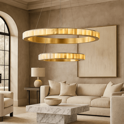 Hampton 2 - Tier Modern Marble Chandelier - cyranlamps