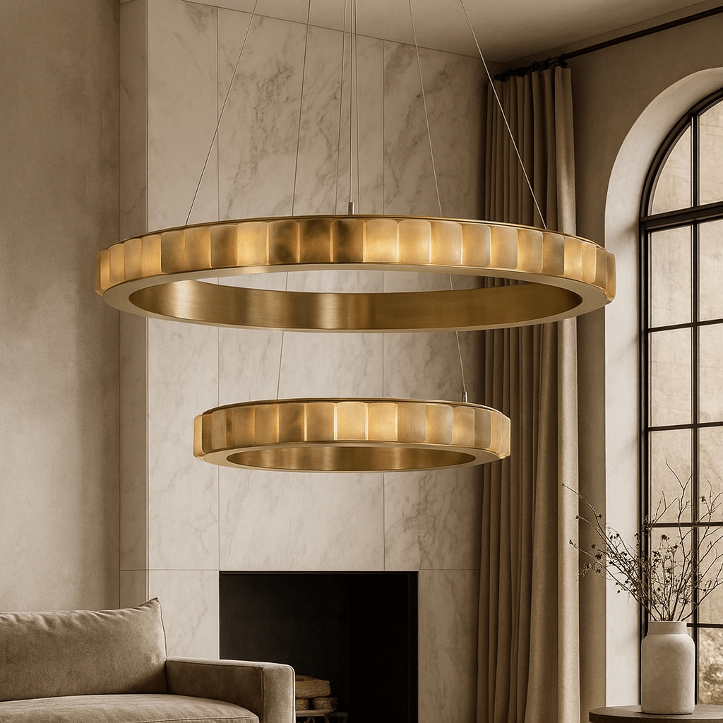 Hampton 2 - Tier Modern Marble Chandelier - cyranlamps