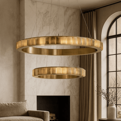 Hampton 2 - Tier Modern Marble Chandelier - cyranlamps