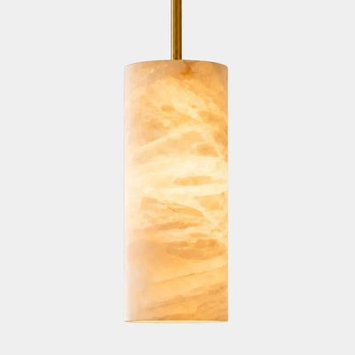 Hand-Carver Alabaster Cylinder Pendant - Cyran Lamps