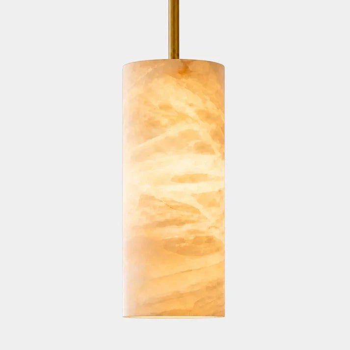 Hand-Carver Alabaster Cylinder Pendant - Cyran Lamps