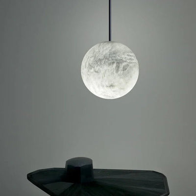 Hand-Carver Alabaster Globe Pendant - Cyran Lamps