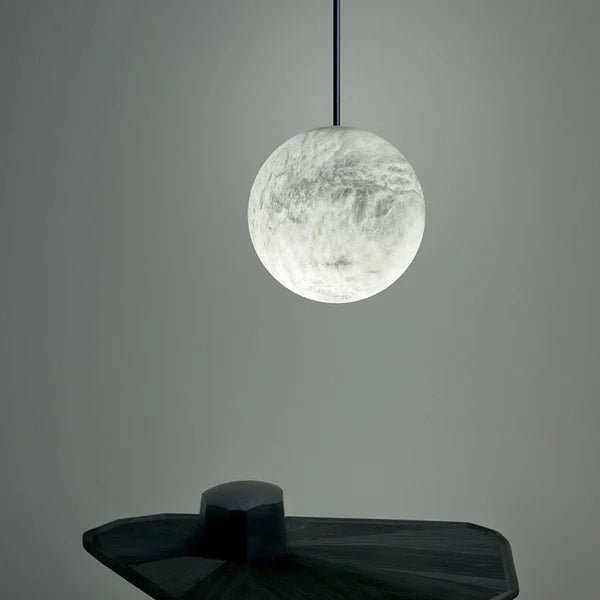 Hand-Carver Alabaster Globe Pendant - Cyran Lamps