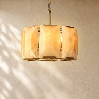 Hartley Alabaster Round Alabaster Chandelier - Lacquered Brass / 19’’