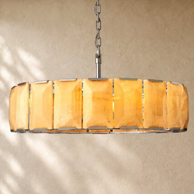 Hartley Alabaster Round Alabaster Chandelier - Polishes Steel / 43’’