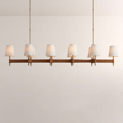 Haven Leather Brass Linear Chandelier - Cyran Lamps