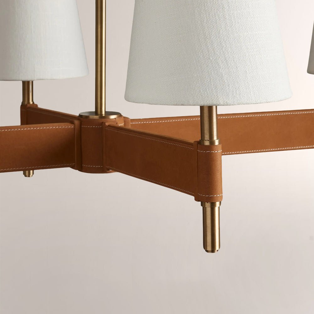 Haven Leather Brass Linear Chandelier - Cyran Lamps