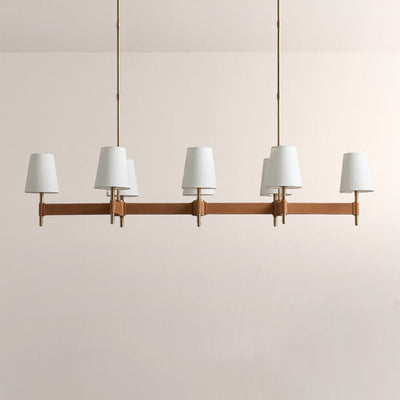 Haven Leather Brass Linear Chandelier - Cyran Lamps
