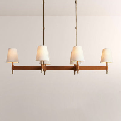 Haven Leather Brass Linear Chandelier - Cyran Lamps