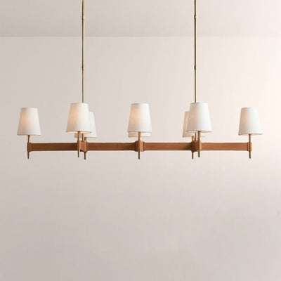 Haven Leather Brass Linear Chandelier - Cyran Lamps
