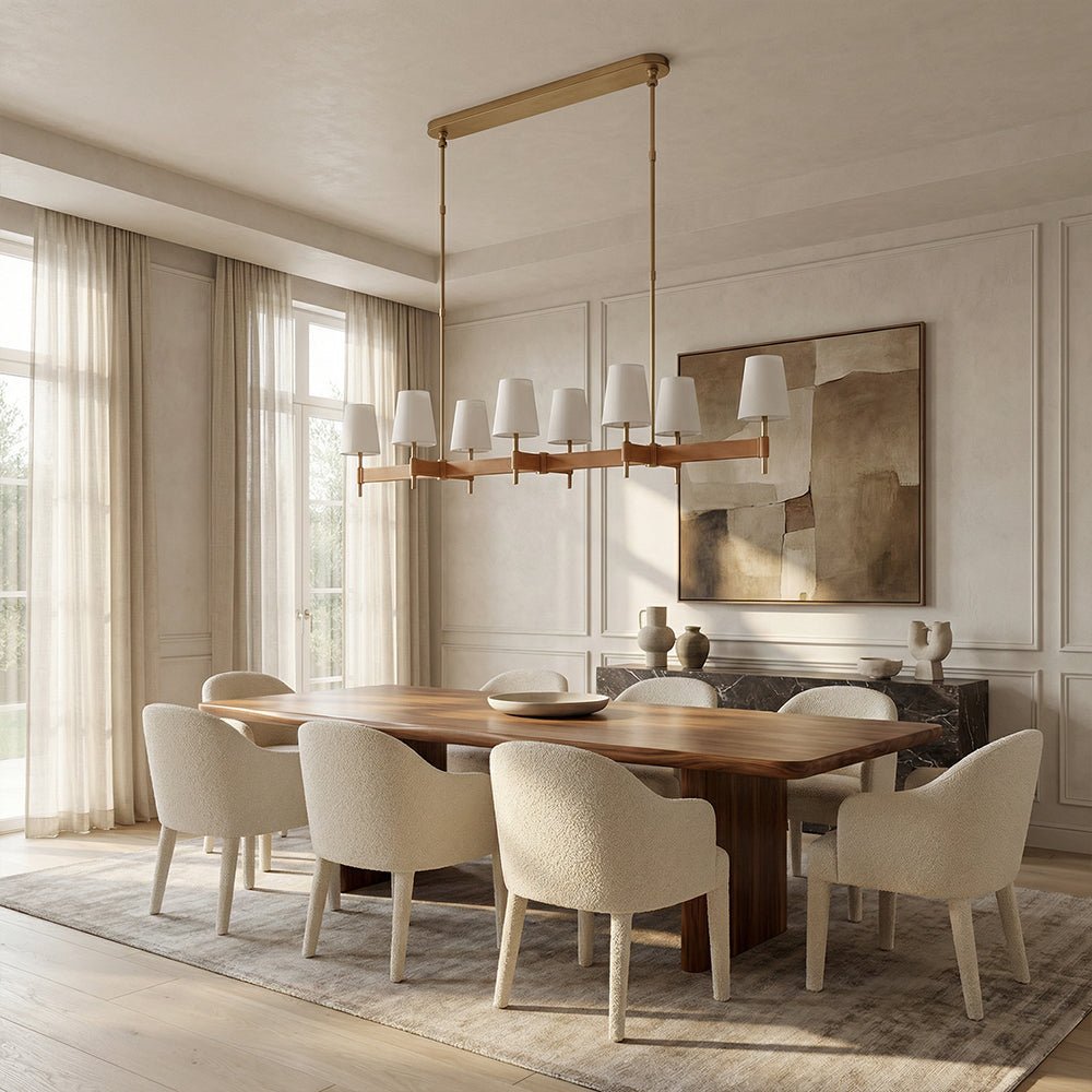 Haven Leather Brass Linear Chandelier - Cyran Lamps