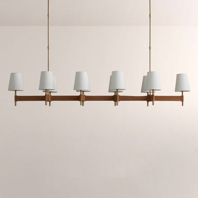 Haven Leather Brass Linear Chandelier - Cyran Lamps