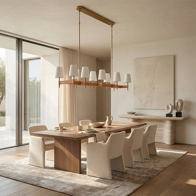 Haven Leather Brass Linear Chandelier - Cyran Lamps