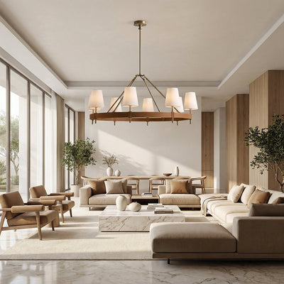Haven Round Brass Chandelier - Cyran Lamps