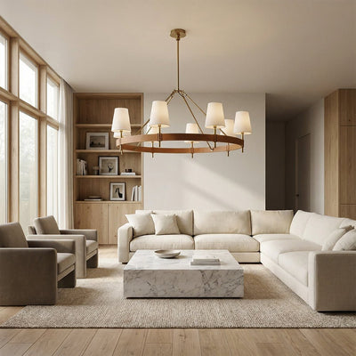 Haven Round Brass Chandelier - Cyran Lamps