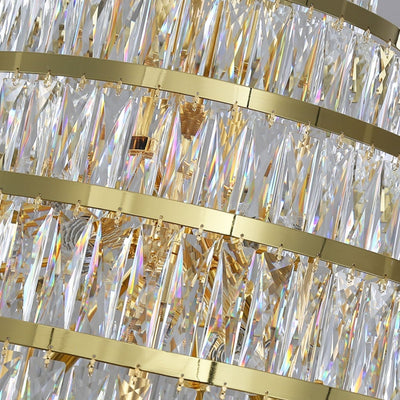 Honeycomb Shaped Ceiling Chandelier Extra Large Crystal Light Fixture For Foyer Staircase/ Entryway In Gold Finish - cyranlamps