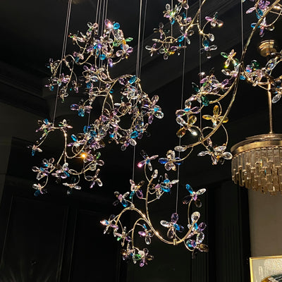 Hotel Entrance Crystal Flower Branch Chandelier Luxury Ceiling Lighting Fixture For Foyer Entryway - Cyran Lamps