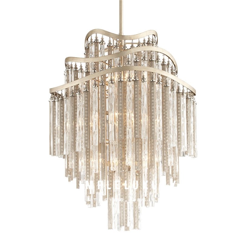 Huge Post - modern Hollow Glass Tube Tassel Chandelier for Living Room/Foyer/Villa/Stairs - cyranlamps