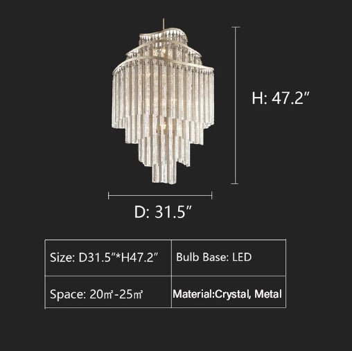 Huge Post - modern Hollow Glass Tube Tassel Chandelier for Living Room/Foyer/Villa/Stairs - cyranlamps