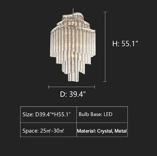 Huge Post - modern Hollow Glass Tube Tassel Chandelier for Living Room/Foyer/Villa/Stairs - cyranlamps