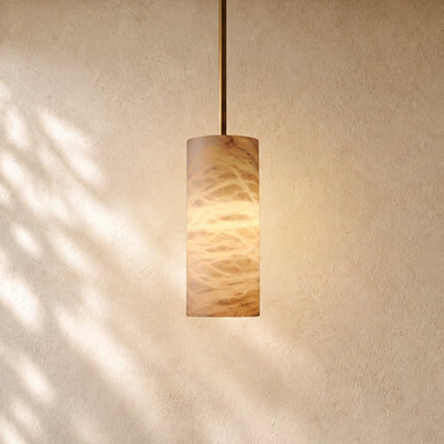 Hand-Carver Alabaster Cylinder Pendant