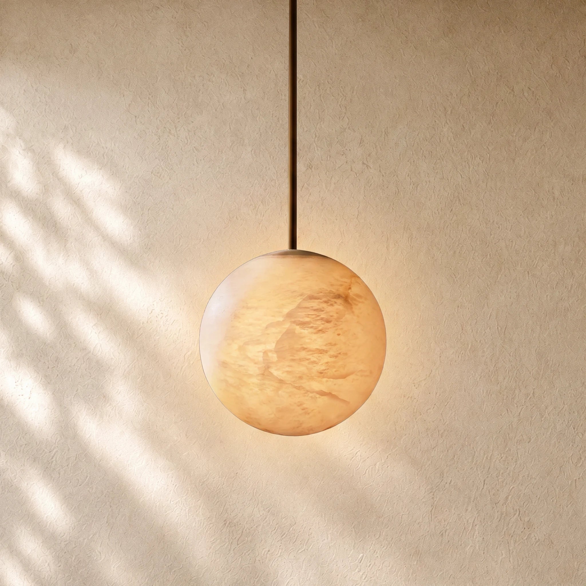 Hand-Carver Alabaster Globe Pendant