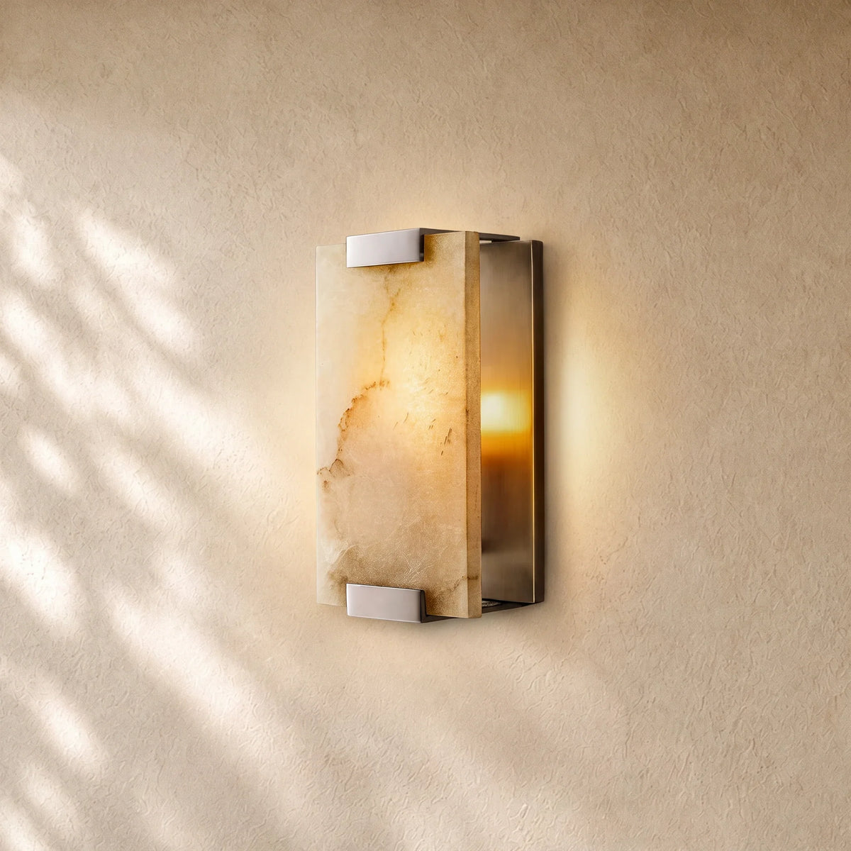 Hand-Carver Alabaster  Wall Sconce