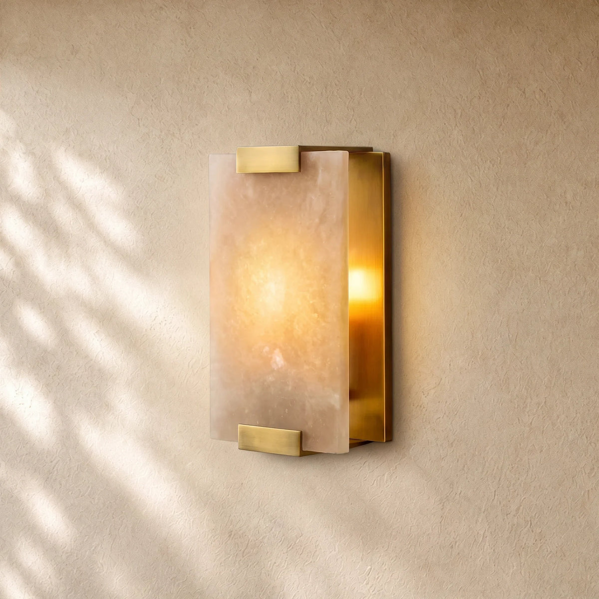 Hand-Carver Alabaster  Wall Sconce