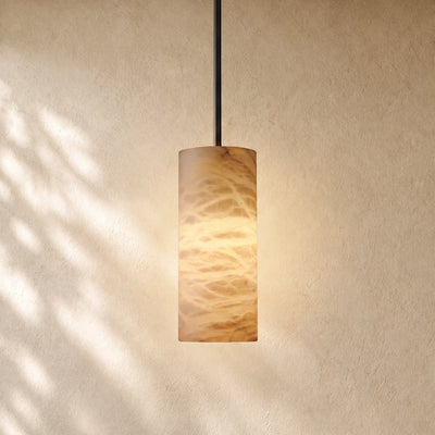 Hand-Carver Alabaster Cylinder Pendant
