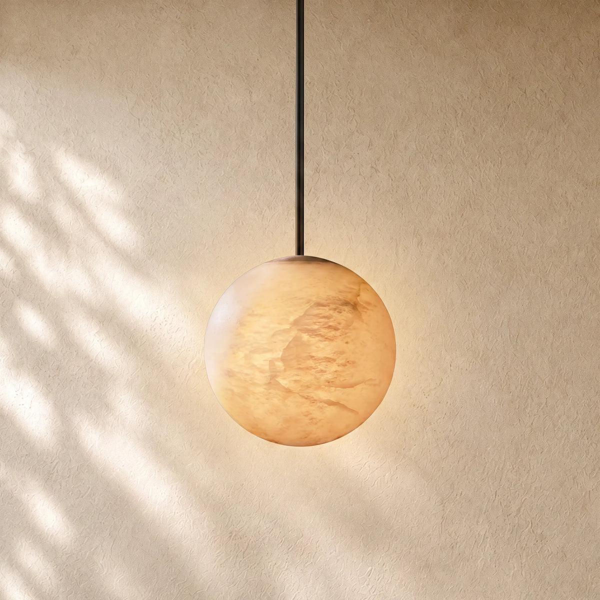 Hand-Carver Alabaster Globe Pendant